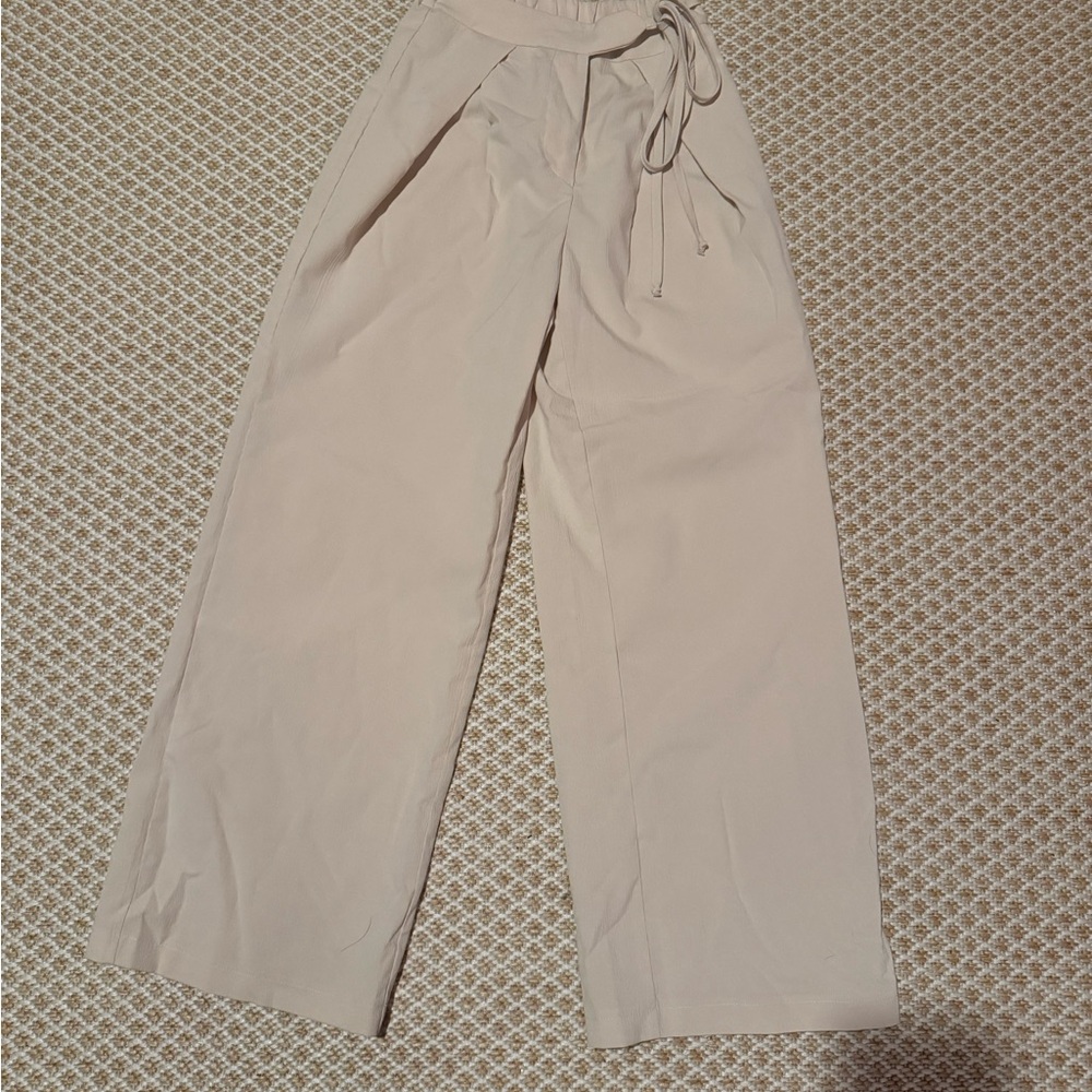 Elegant Beige Women's Wide-Leg Pants